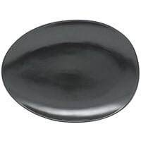 Front of the House DOS030BKP20 Tides 12" x 8 3/4" Semi-Matte Mussel Oval Porcelain Coupe Plate - 2/Case