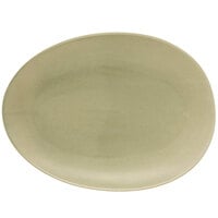 Front of the House DOS030GRP20 Tides 12" x 8 3/4" Semi-Matte Sea Grass Oval Porcelain Coupe Plate - 2/Case