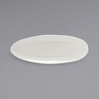 Front of the House DSU008BEP23 Tides 11 1/2" x 5" Semi-Matte Scallop Oval Porcelain Plate - 12/Case