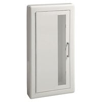 JL Industries 1817V10 Ambassador Series White Steel Cabinet for 5 lb. Fire Extinguishers with Vertical Window, 3" Trim, and Semi-Recessed 5 1/2" Depth