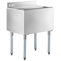 Regency 18 inch x 24 inch Stainless Steel Underbar Ice Bin with Sliding Lid and Bottle Holders - 77 lb.