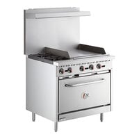 Cooking Performance Group S36-G24-N Natural Gas 2 Burner 36 inch Range with 24 inch Griddle and Standard Oven - 130,000 BTU