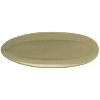 Front of the House DSU008GRP23 Tides 11 1/2" x 5" Semi-Matte Sea Grass Oval Porcelain Plate - 12/Case