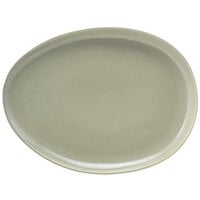 Front of the House DOS032GYP20 Tides 13" x 9 3/4" Semi-Matte Pumice Oval Porcelain Plate - 2/Case