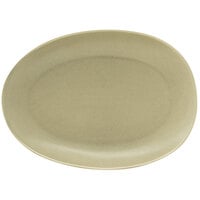 Front of the House DSP033GRP22 Tides 8" x 5 1/2" Semi-Matte Sea Grass Oval Porcelain Plate - 6/Case