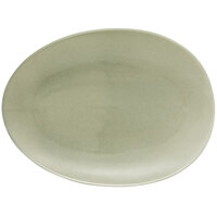 Front of the House SPT055GYP20 Tides 14 1/2" x 10 1/2" Semi-Matte Pumice Oval Porcelain Coupe Platter - 2/Case
