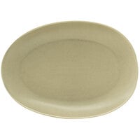 Front of the House DDP063GRP21 Tides 10" x 7" Semi-Matte Sea Grass Oval Porcelain Plate - 4/Case