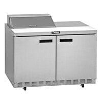 Delfield 4464NP-8 64" Front Breathing 2 Door Front Breathing Refrigerated Sandwich Prep Table with 3" Casters