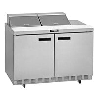 Delfield 4464NP-12 64" 2 Door Front Breathing Refrigerated Sandwich Prep Table with 3" Casters