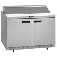 Delfield 4448NP-18M 48" 2 Door Mega Top Front Breathing Refrigerated Sandwich Prep Table with 3" Casters
