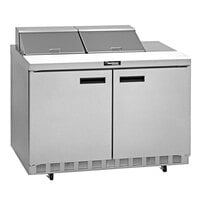 Delfield 4460NP-12 60" 2 Door Front Breathing Refrigerated Sandwich Prep Table with 3" Casters