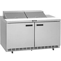 Delfield 4460NP-12 60" 2 Door Front Breathing Refrigerated Sandwich Prep Table with 5" Casters