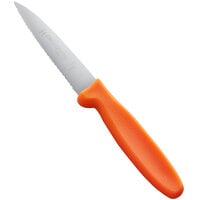Dexter-Russell 15563 Sani-Safe 3 1/2" Orange Scalloped Net, Twine, and Line Paring Knife