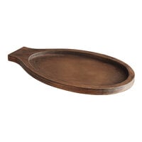 Choice 12 1/2" x 8" Oval Pine Wood Underliner with Oak Finish