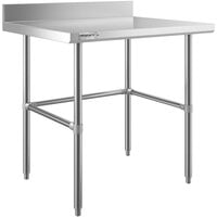 Regency Spec Line 30 inch x 36 inch 14-Gauge 304 Stainless Steel Commercial Open Base Work Table with 4 inch Backsplash
