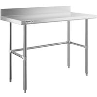 Regency Spec Line 24 inch x 48 inch 14-Gauge 304 Stainless Steel Commercial Open Base Work Table with 4 inch Backsplash