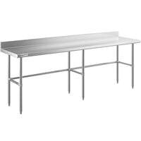 Regency Spec Line 24 inch x 96 inch 14-Gauge 304 Stainless Steel Commercial Open Base Work Table with 4 inch Backsplash