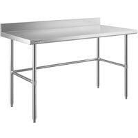 Regency Spec Line 30 inch x 60 inch 14-Gauge 304 Stainless Steel Commercial Open Base Work Table with 4 inch Backsplash