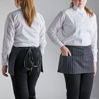 Choice Black and White Pinstripe Poly-Cotton Standard Waist Apron with 3 Pockets - 12" x 26"