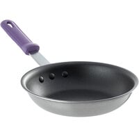 Vollrath 693208 Tribute 8" Non-Stick Tri-Ply Stainless Steel Fry Pan with CeramiGuard II and Purple Allergen-Free Sleeve Handle