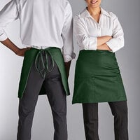 Choice Hunter Green Poly-Cotton Half Bistro Apron with 2 Pockets - 18" x 30"