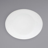 Front of the House SPT006WHP20 Ellipse 15" x 12 1/2" White Oval Porcelain Coupe Platter - 2/Case