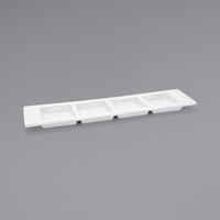 Front of the House SPT010WHP23 Canvas 12 1/2" x 3 1/4" White Rectangular Porcelain 4-Well Server - 12/Case
