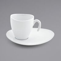Front of the House DCS010WHP22 Ellipse 8 oz. White Porcelain Cup and Saucer Set - 6/Case