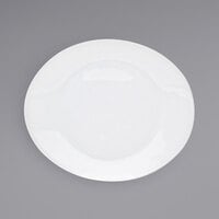 Front of the House DSP015WHP13 Ellipse 9" x 7 1/2" White Oval Porcelain Coupe Plate - 12/Case