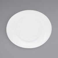 Front of the House DDP032WHP12 Ellipse 12" x 10" White Oval Porcelain Coupe Plate - 6/Case