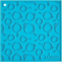 Lodge AS7SKT35 7" x 7" Turquoise Skillet Pattern Silicone Trivet / Pot Holder