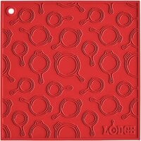 Lodge AS7SKT41 7" x 7" Red Skillet Pattern Silicone Trivet / Pot Holder