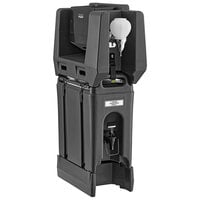 Cambro 2.5 Gallon Black Portable Handwash Station with Soap and Multi Fold Paper Towel Dispenser and Riser