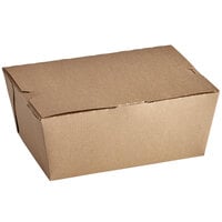 Fold-Pak 04BPDINEEM Bio-Plus Dine 8 3/4" x 6 1/2" x 3 1/2" Kraft Microwavable Paper #4 Take-Out Container - 140/Case