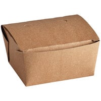 Fold-Pak 01BPDINEEM Bio-Plus Dine 5" x 4 1/2" x 2 1/2" Kraft Microwavable Paper #1 Take-Out Container - 360/Case