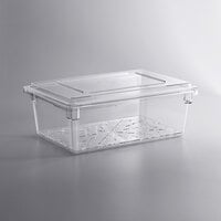 Cambro 26" x 18" x 9" Camwear Clear Food Storage Box and Drain Tray Kit with Flat Lid