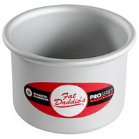 Fat Daddio's PCC-43 ProSeries 4" x 3" Round Anodized Aluminum Straight Sided Cheesecake Pan with Removable Bottom