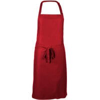 Mercer Culinary M61120RD Genesis® Red Customizable Poly-Cotton Bib Apron with Adjustable Neck - 33" x 23"