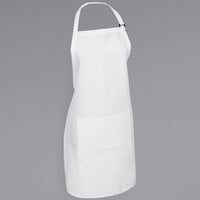 Mercer Culinary M61110WH Genesis® White Customizable Poly-Cotton Bib Apron with Adjustable Neck and 1 Pocket - 33" x 23"