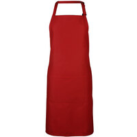Mercer Culinary M61110RD Genesis® Red Customizable Poly-Cotton Bib Apron with Adjustable Neck and 1 Pocket - 33" x 23"