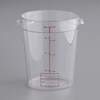 Vigor 8 Qt. Clear Round Polycarbonate Food Storage Container with Red Gradations