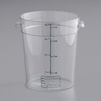 Vigor 4 Qt. Clear Round Polycarbonate Food Storage Container with Green Graduations