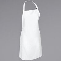 Mercer Culinary M61120WH Genesis® White Customizable Poly-Cotton Bib Apron with Adjustable Neck - 33" x 23"