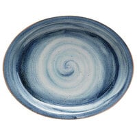 Corona by GET Enterprises PP1604807712 Artisan 11 3/4" x 9 11/16" Blue Oval Porcelain Coupe Platter - 12/Case