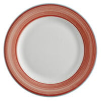 Corona by GET Enterprises PA1602902324 Calypso 9" Bright White Porcelain Rolled Edge Plate with Coral and Blue Rim - 24/Case