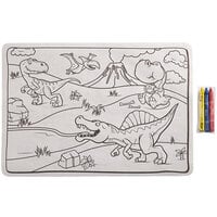 Choice 10" x 14" Kids Dinosaur Double Sided Interactive Placemat with 3 Pack Triangular Kids' Restaurant Crayons in Cello Wrap - 1000/Case