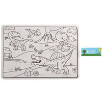 Choice 10" x 14" Kids Dinosaur Double Sided Interactive Placemat with 4 Pack Triangular Kids' Restaurant Crayons - 1000/Case