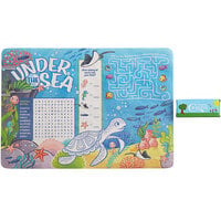 Choice 10" x 14" Kids Under the Sea Themed Interactive Placemat with 4 Pack Triangular Kids' Restaurant Crayons - 1000/Case