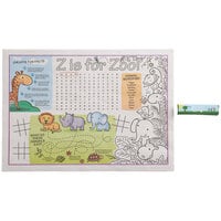 Choice 10" x 14" Kids Zoo Themed Interactive Placemat with 3 Pack Triangular Kids' Restaurant Crayons - 1000/Case