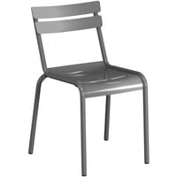 Lancaster Table & Seating Matte Gray Powder-Coated Aluminum Outdoor Side Chair